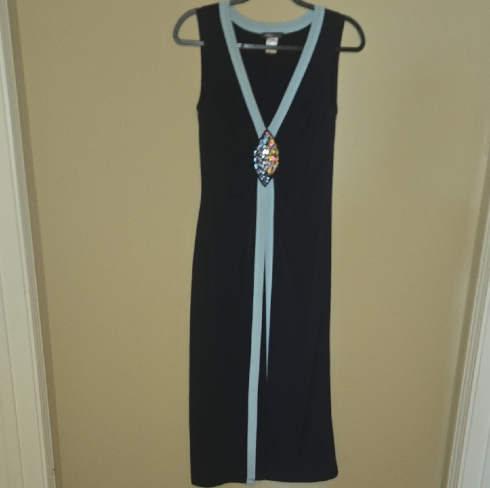 VENUS Embellished Navy Maxi Top With Light Blue Accent